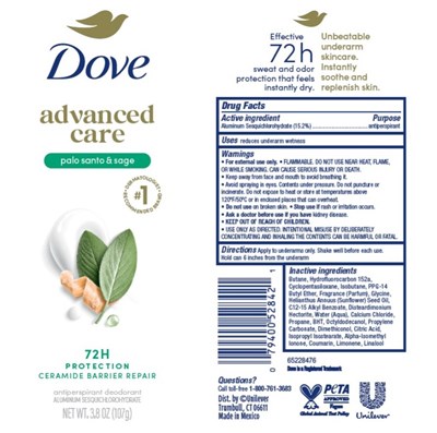 Label (Dove Advanced Care Palo Santo And Sage 72h Antiperspirant Deodorant Spray   Artwork)